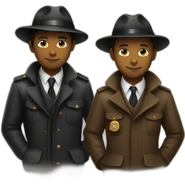 Two Boy detectives one white and one  black emoji