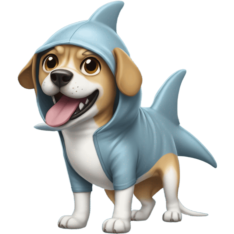 dog wearing shark onesie  emoji