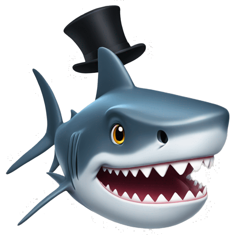 Shark with a top hat emoji