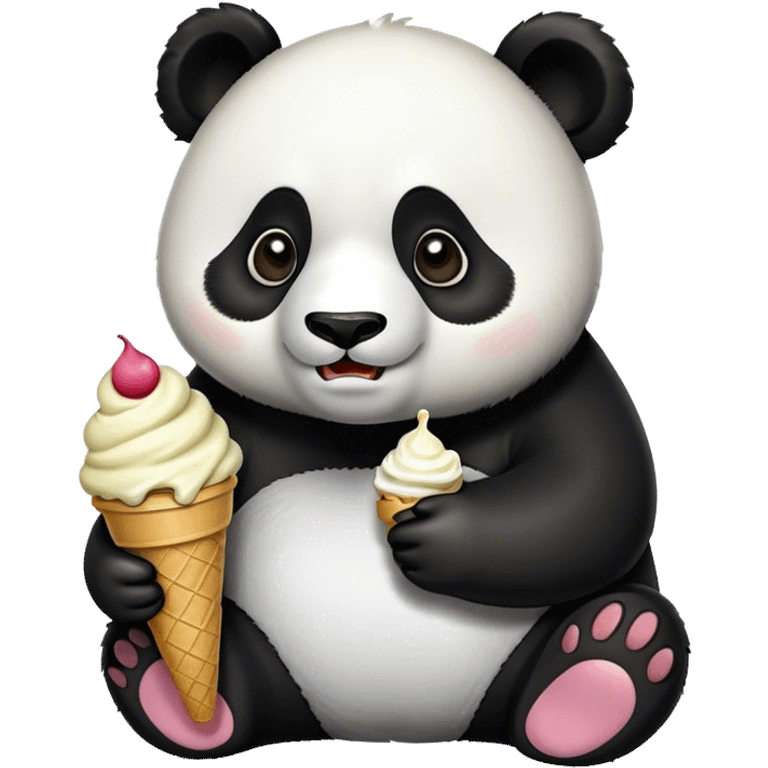 Panda eating ice cream emoji