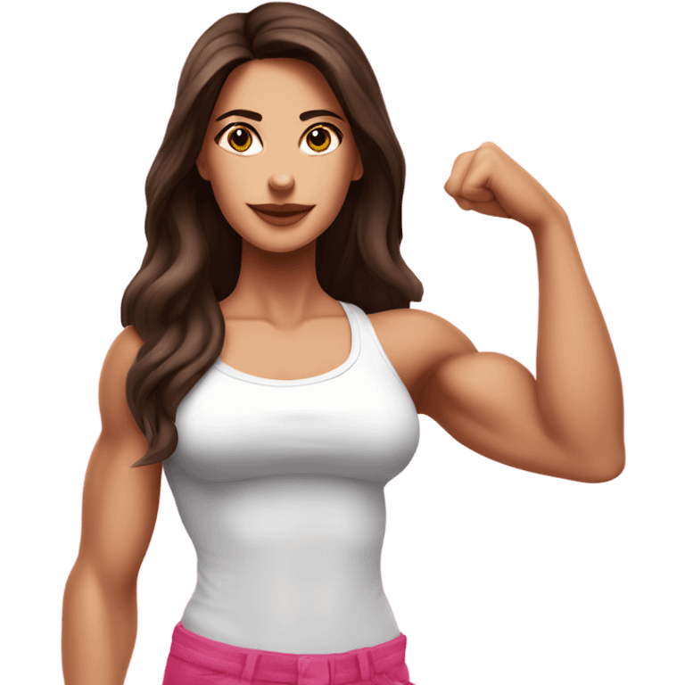 Beautyfull Brunette girl show biceps pink  emoji