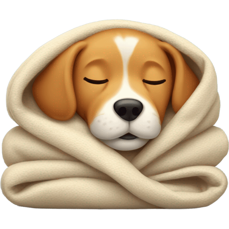 Ginger dog sleeping in a cozy blanket emoji