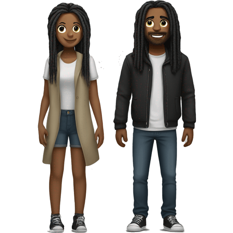 Guy with dreads with black haired girl couple  emoji