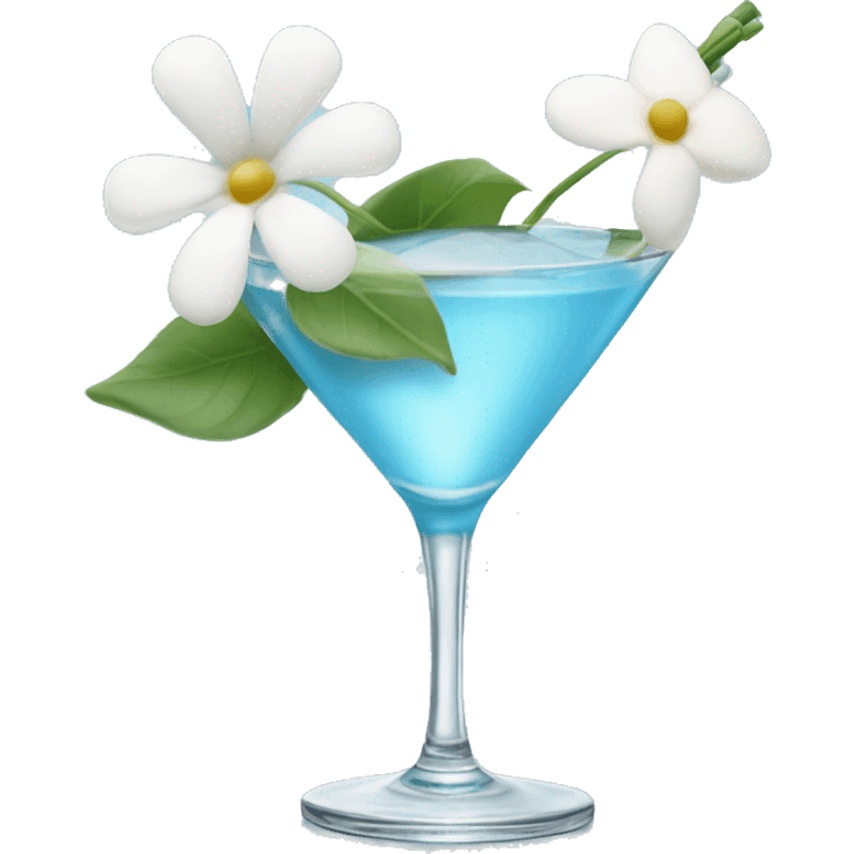 Light blue martini with white flower  emoji