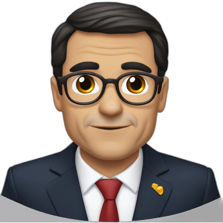 Pedro Sánchez without glasses kissing to Carles Puigdemomt with glasses emoji