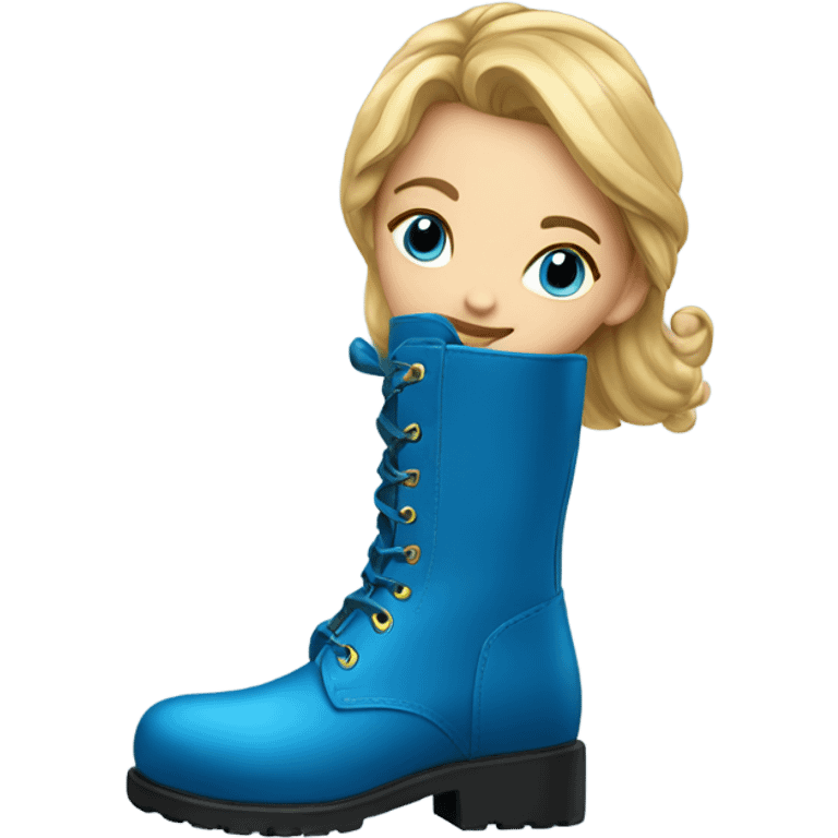 a girl blue boot really fancy emoji