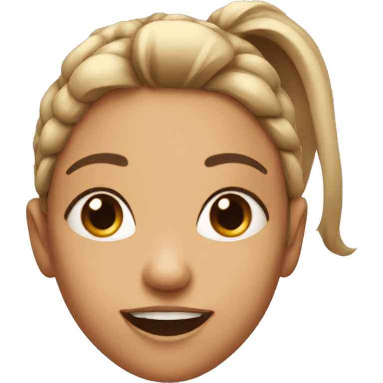  Girl with ponytail, head looking up, tongue out, eyes looking up emoji