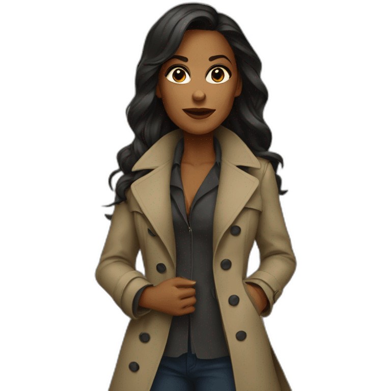 Badass women wearing a trenchcoat emoji