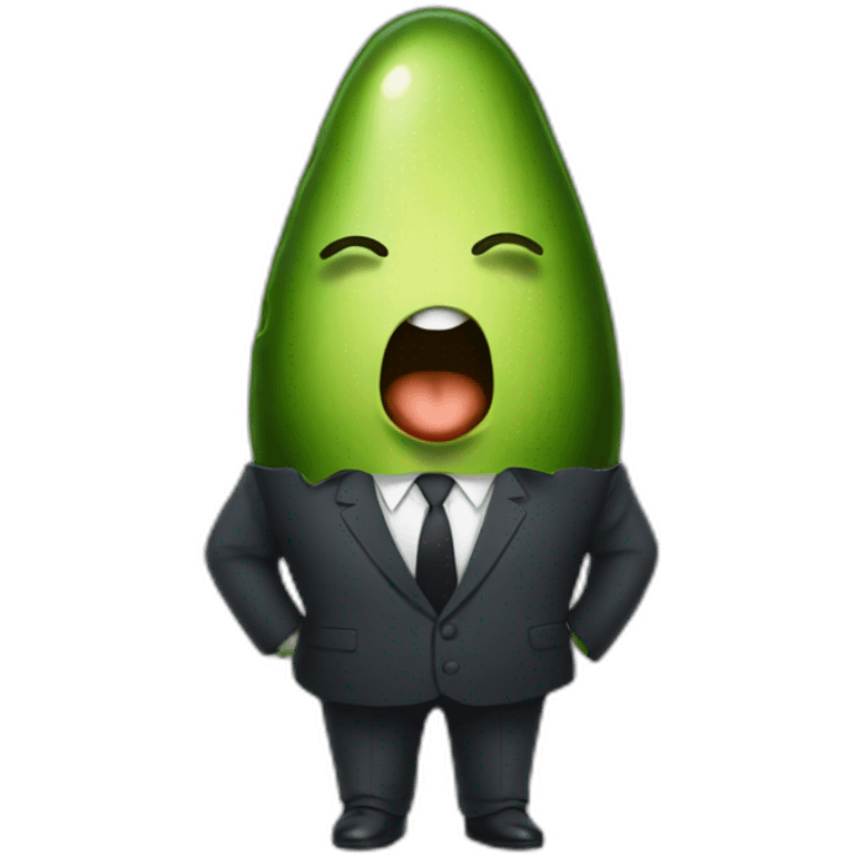 a crying avocado dressed in suits emoji