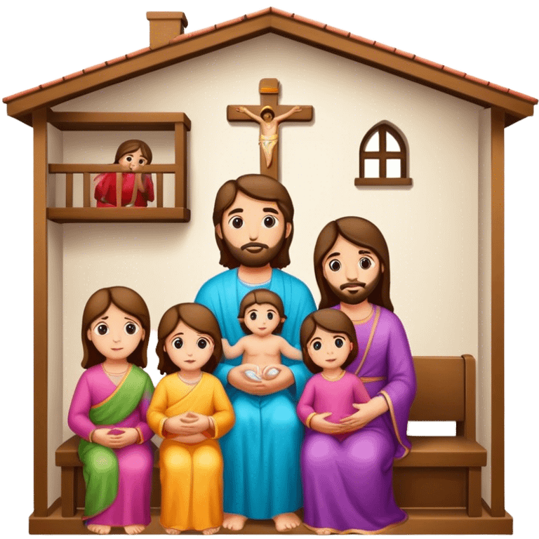 Devotional Christ with family in house emoji