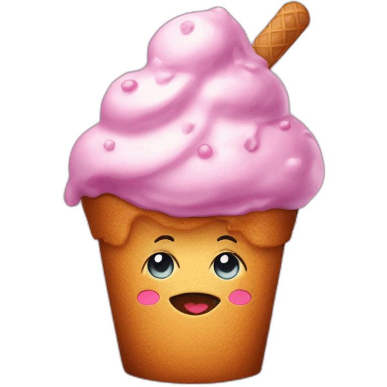 Ice cream on a cupcake emoji