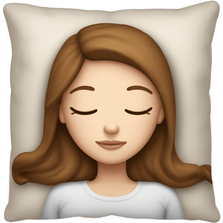 White girl with frekles Brown straight hair sleeping peacfully on a pillow  emoji