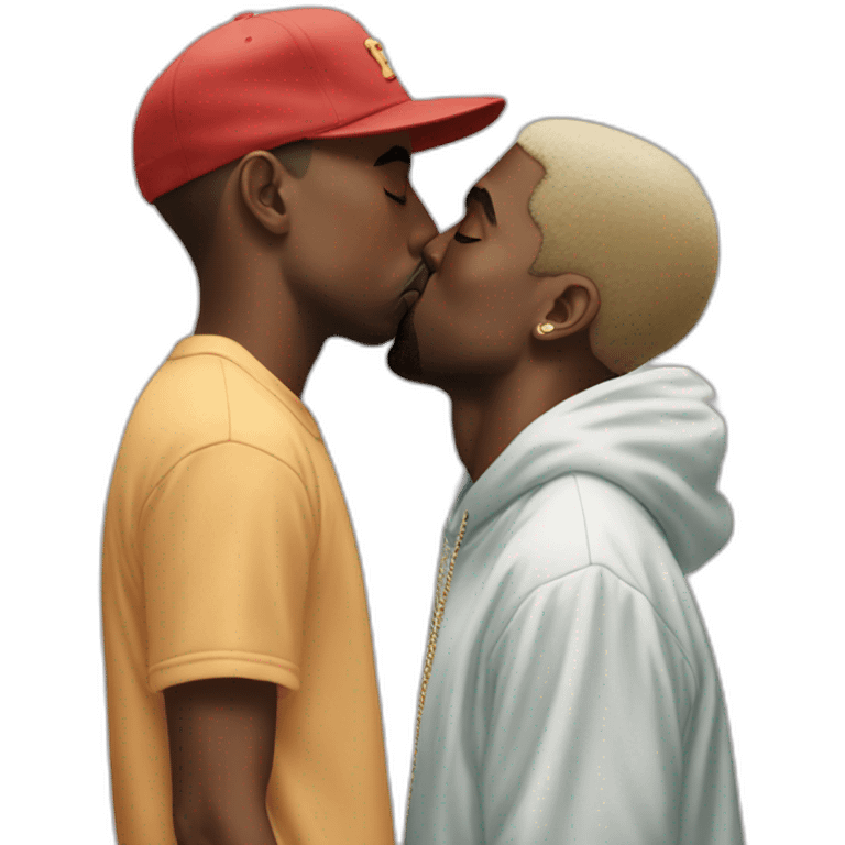 close up of kanye west kissing tyler the creator emoji