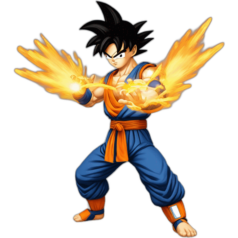 Goku qui tire un kamehameha écris salut emoji