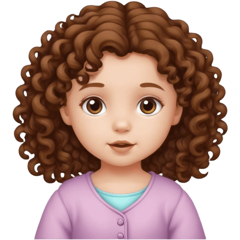 European baby girl curly brown hair emoji