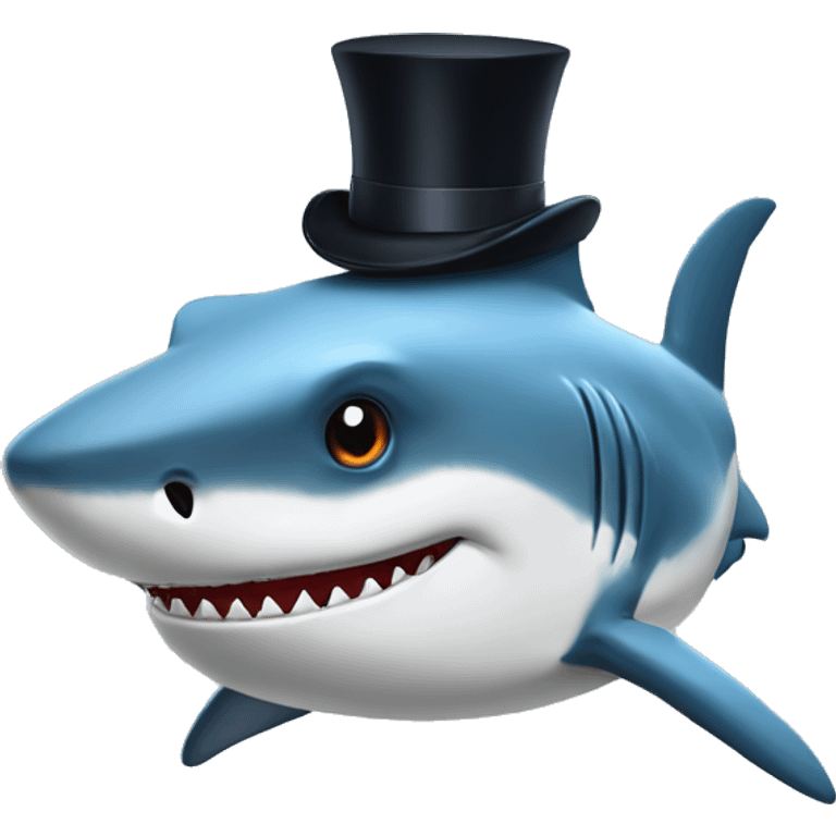 Shark with a top hat emoji