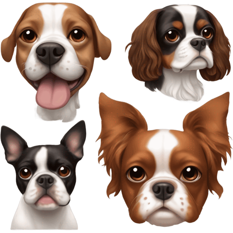 Me with a brown Boston Terrier and a Cavalier King Charles Spaniel  emoji