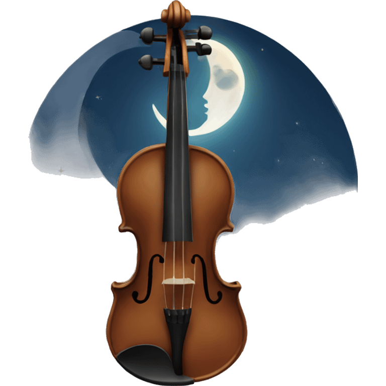 Violin with the moon emoji