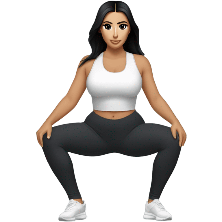 Kim K squatting  in yoga pants emoji