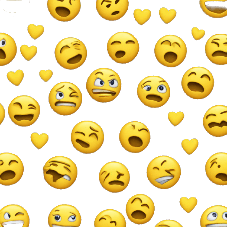 un emoji jaune qui pleure avec des coeurs emoji