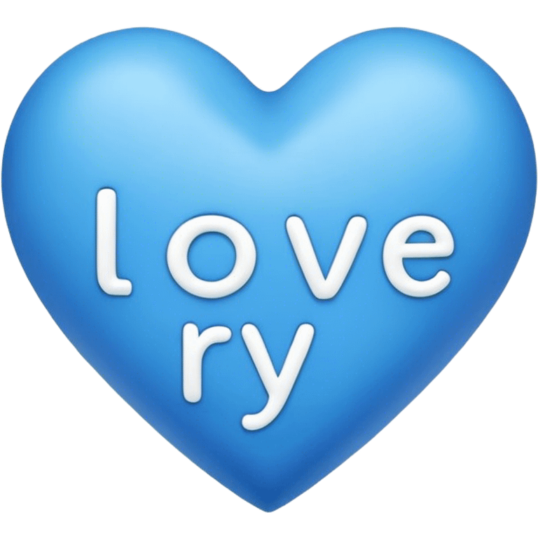 Blue heart with the words I Love You Ry in the middle  emoji