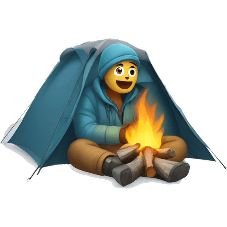 person camping in winter with snow background emoji