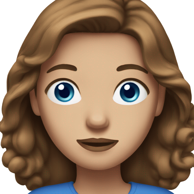 Woman with long brown hair and blue eyes  emoji