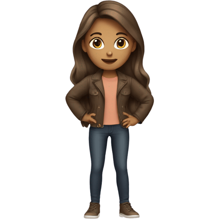 a girl with long brown hair wearing exclusive outfits  emoji