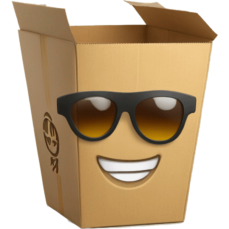 Chinese take out food box with a face and sunglasses emoji