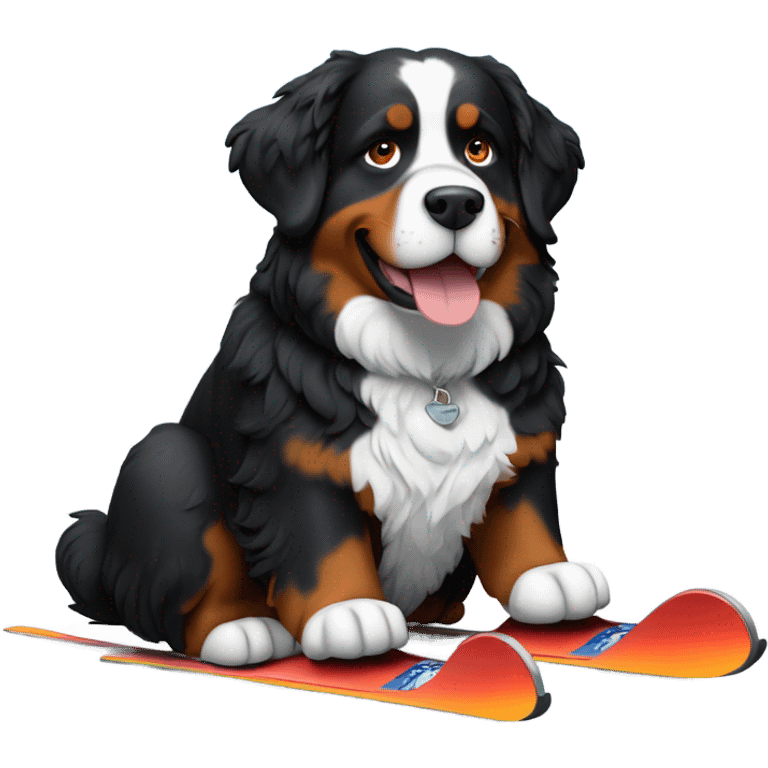 Bernese skiing on snowy mountain  emoji