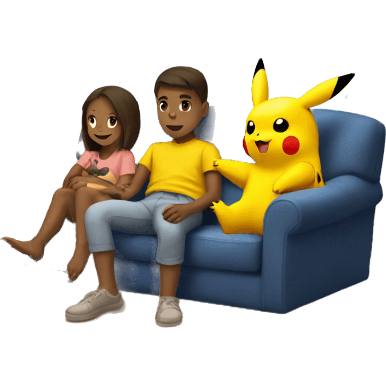 Pikachu with his family chilling  emoji