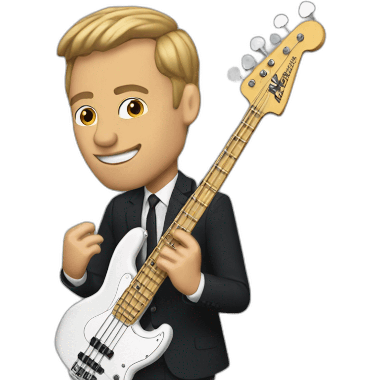 Macron playing Fender Jazz bass emoji