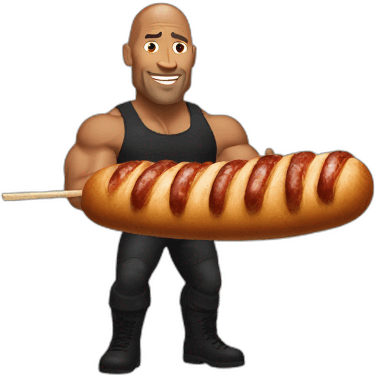 the rock holding a saussage emoji