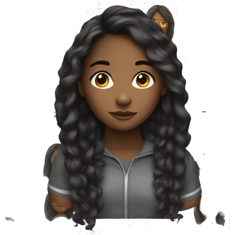 Black teenage girl with long hair emoji