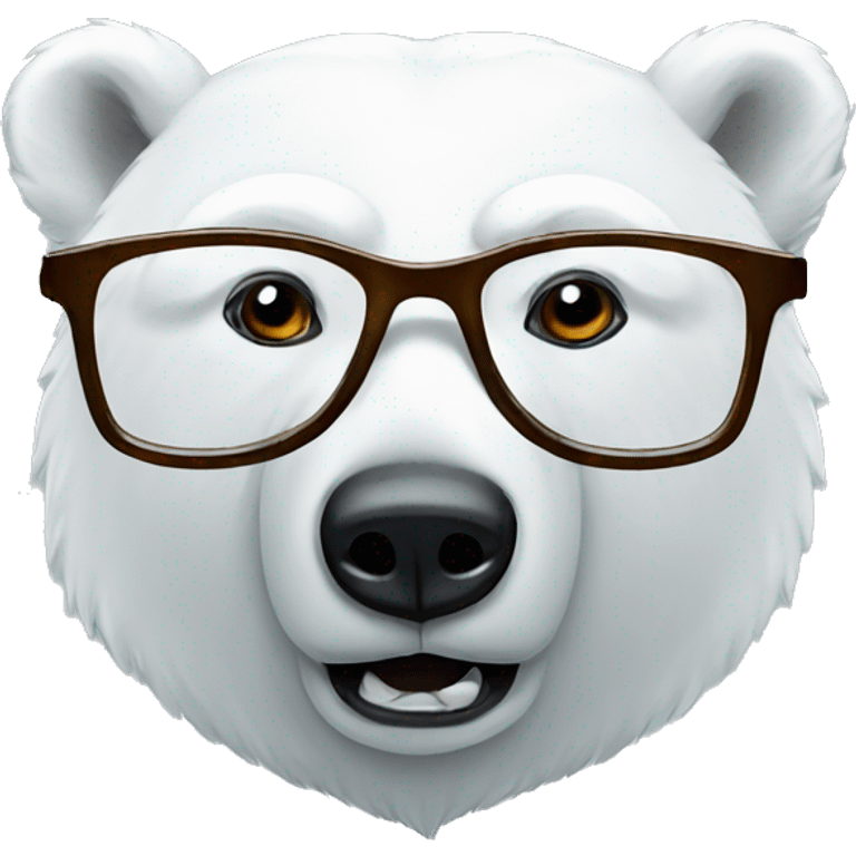 Polar bear with reading glasses emoji