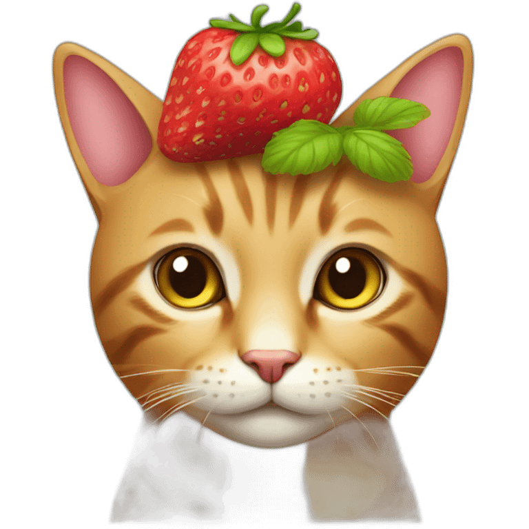 cat with strawberry hat emoji