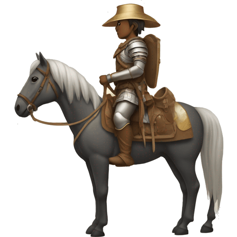 a nomadic soldier on a horse from the side emoji