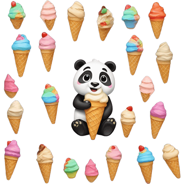 Panda eating ice cream emoji