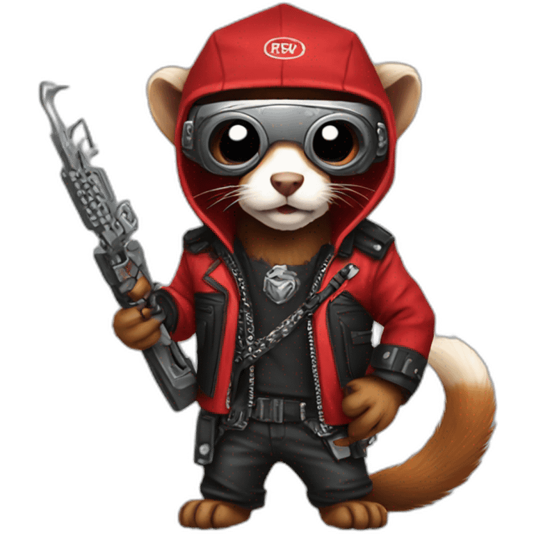 Red ferret wearing heavy metal clothing emoji