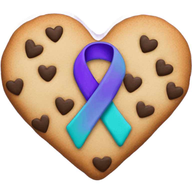 Purple teal Suicide awareness ribbon, heart cookie emoji