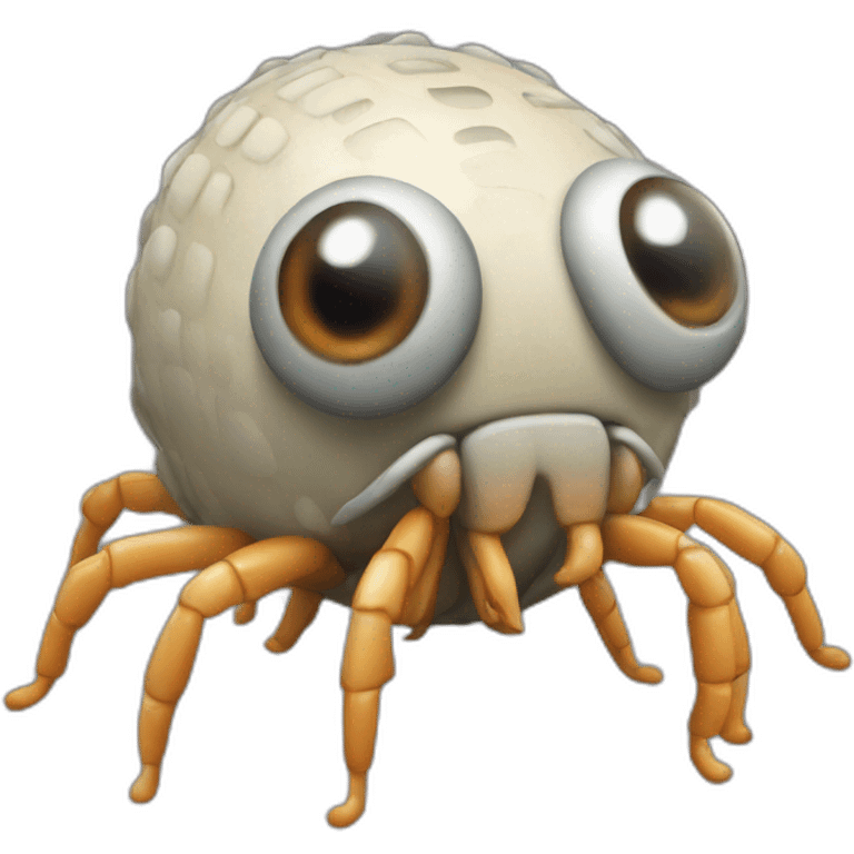 3d sphere with a cartoon Silverfish skin texture with big underdeveloped eyes emoji