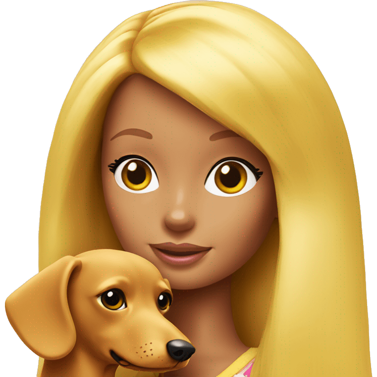 Barbie holding yellow Dachshund close up emoji