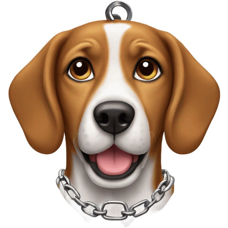 Happy brown beagle, dog tag  emoji