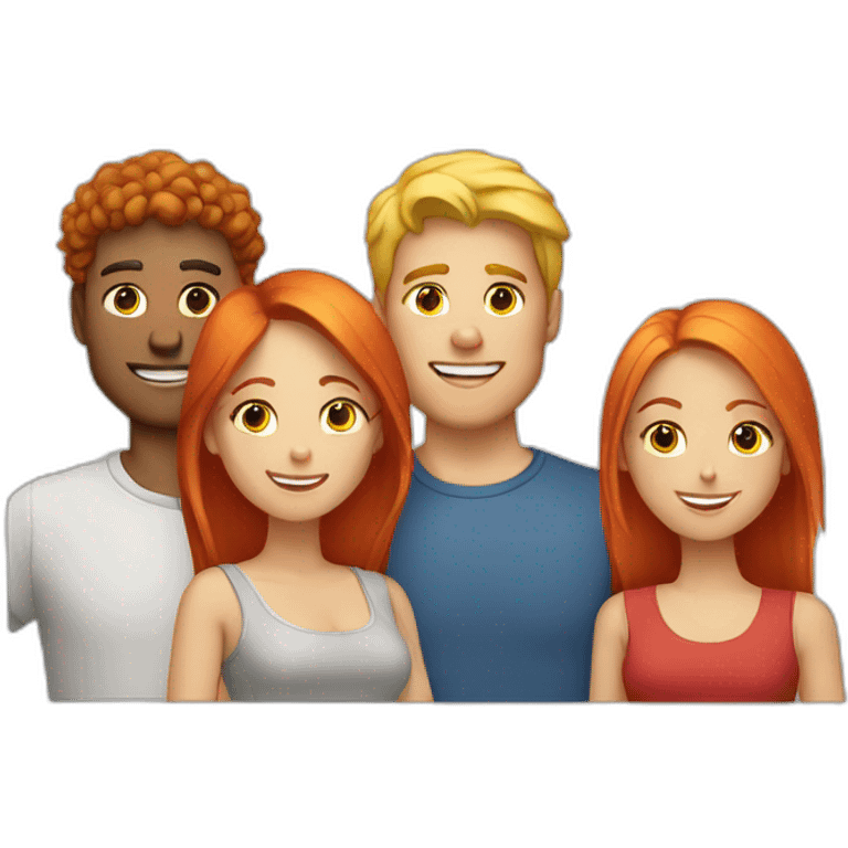 Couple with a red haired guy and a blonde girl emoji