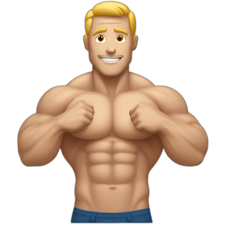 white man body building muscles emoji