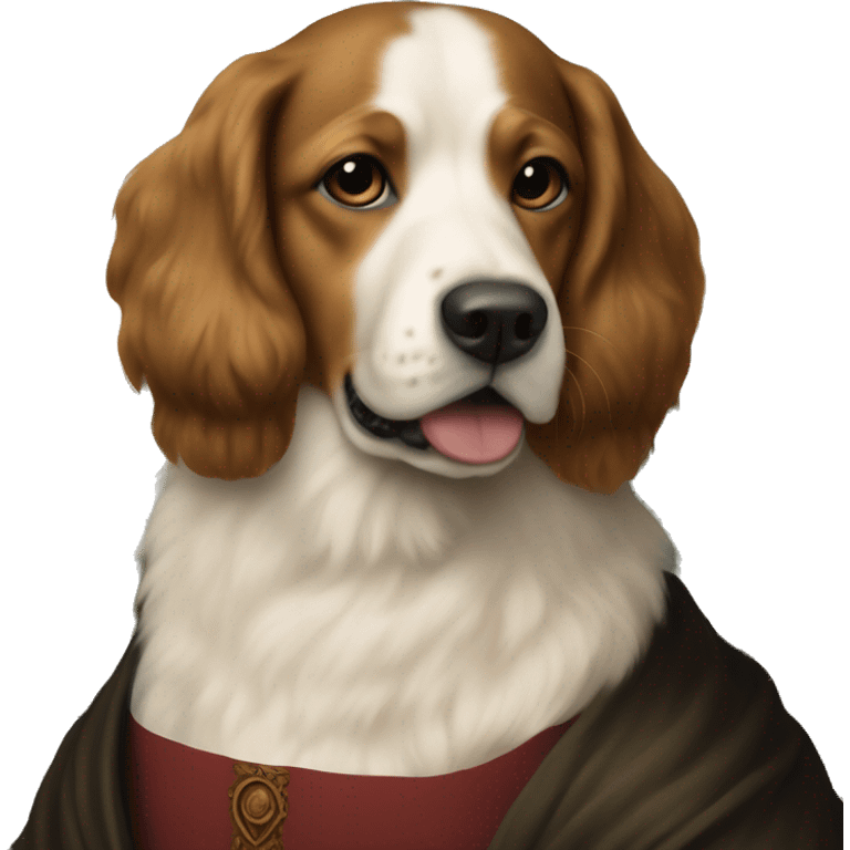 a dog painting monalisa emoji