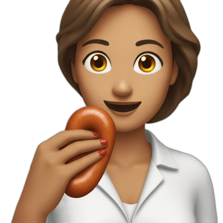 Woman grabbing a sausage emoji