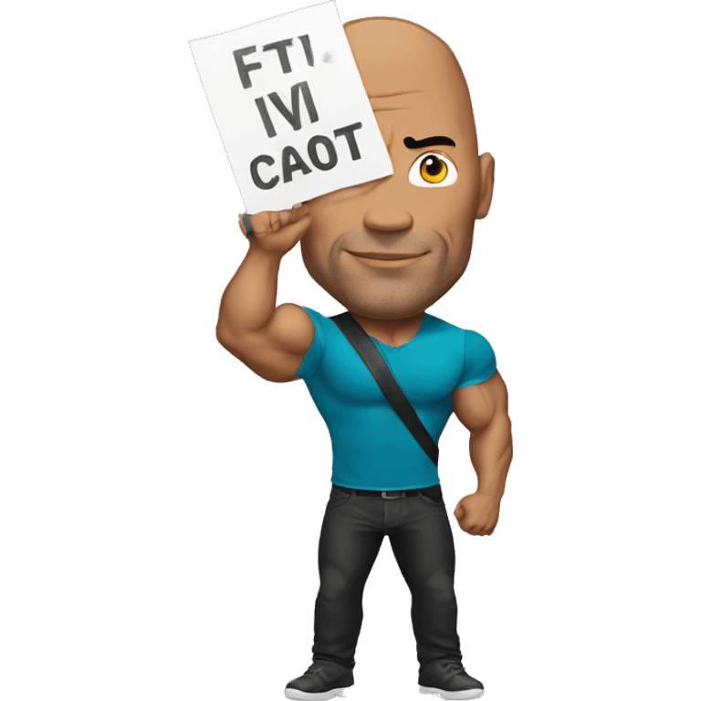 the rock holding a sign on the head emoji