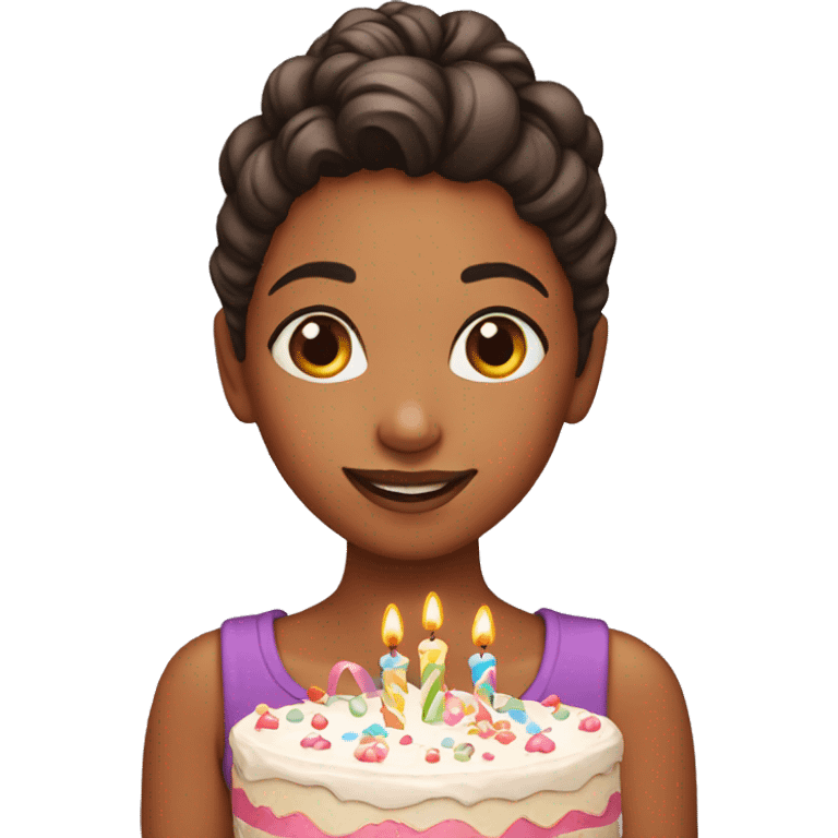 Girl with birthday cake  emoji