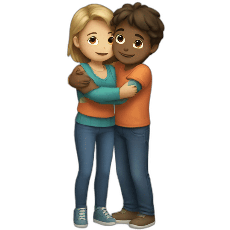 girl and boy hugging  emoji